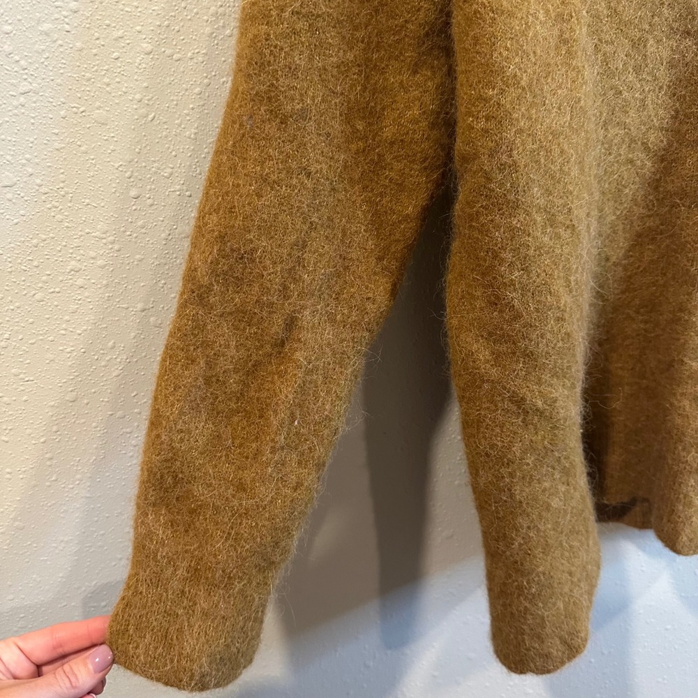 H&M Alpaca Wool Blend Sweater Women Medium Caramel Brown Fuzzy Oversized Minimal - Picture 12 of 16